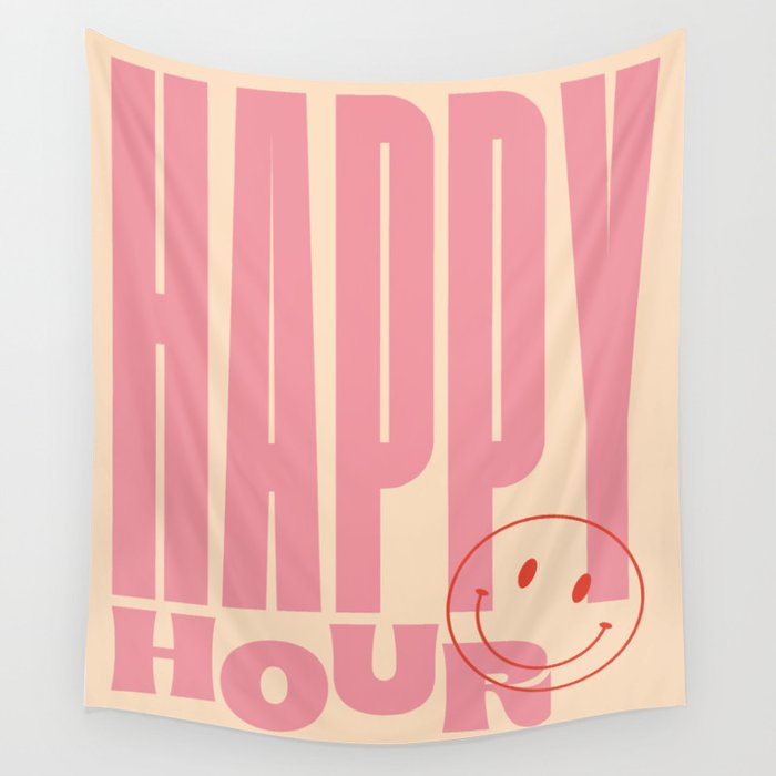 Happy Hour Pink Wall Tapestry Gallery Image 1