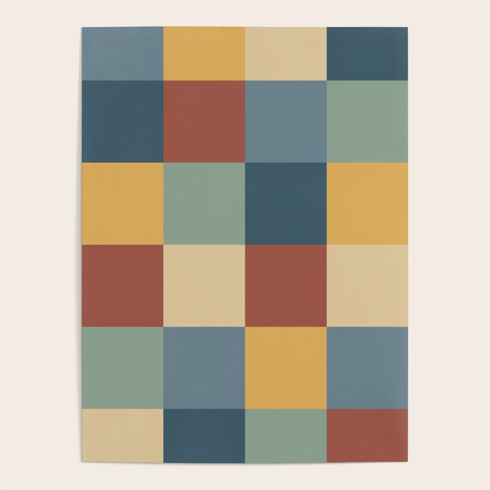Bold Colorful Checks Pattern - Large IX Poster Gallery Image 1
