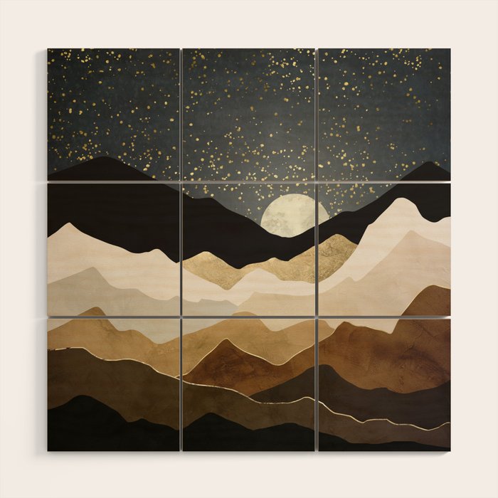 Golden Stars Wood Wall Art Gallery Image 1