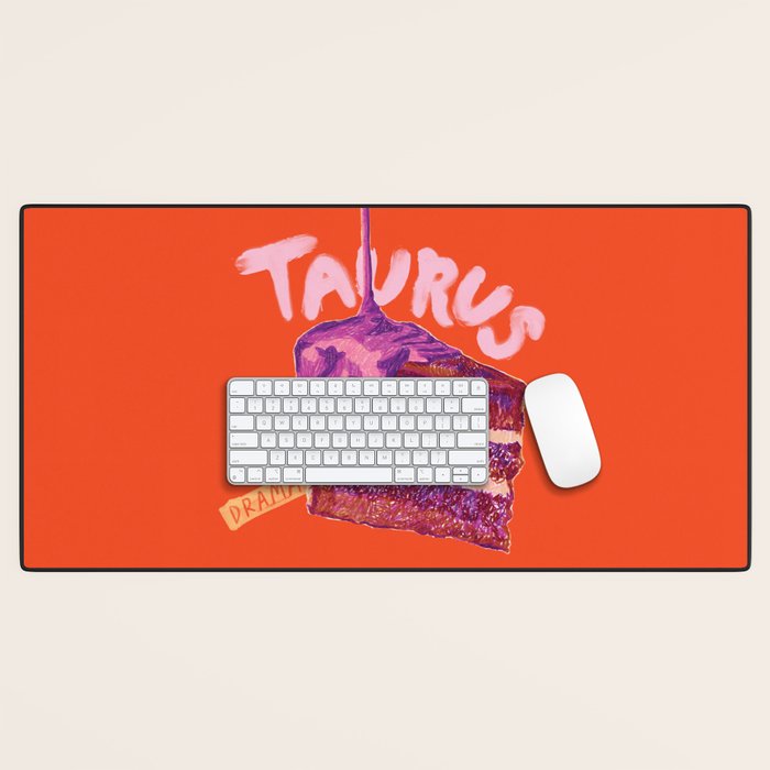 Taurus Birthday Cake in Burnt Orange Desk Mat Gallery Image 1