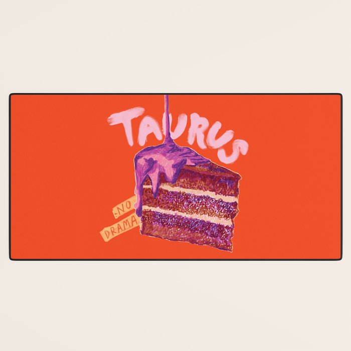 Taurus Birthday Cake in Burnt Orange Desk Mat Gallery Image 3