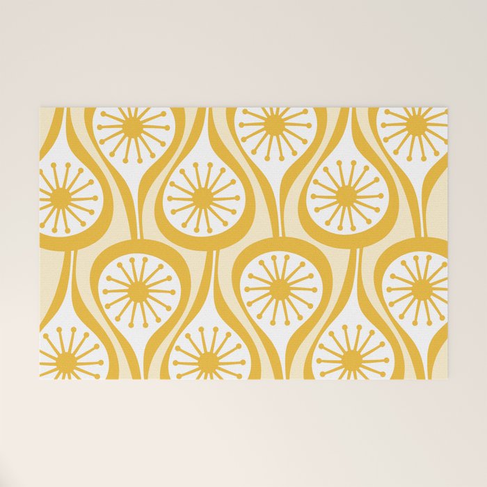 Yellow Mid Century Modern Atomic Drops Pattern Welcome Mat Gallery Image 1
