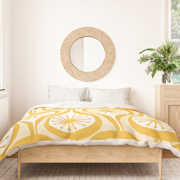 Yellow Mid Century Modern Atomic Drops Pattern Duvet Cover Gallery Image 3