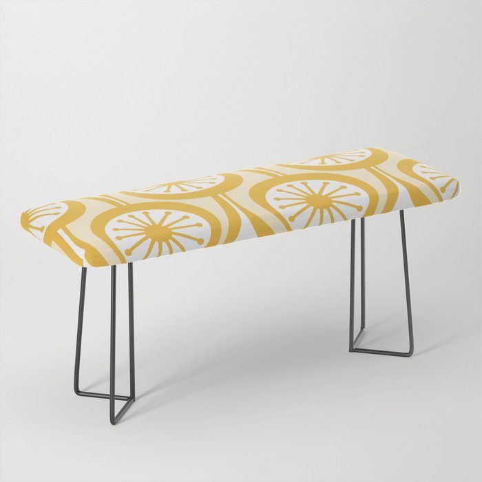 Yellow Mid Century Modern Atomic Drops Pattern Bench Gallery Image 1