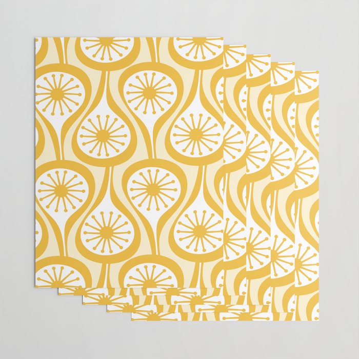 Yellow Mid Century Modern Atomic Drops Pattern Wrapping Paper Gallery Image 3