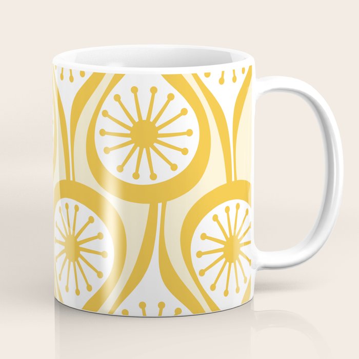 Yellow Mid Century Modern Atomic Drops Pattern Coffee Mug Gallery Image 1