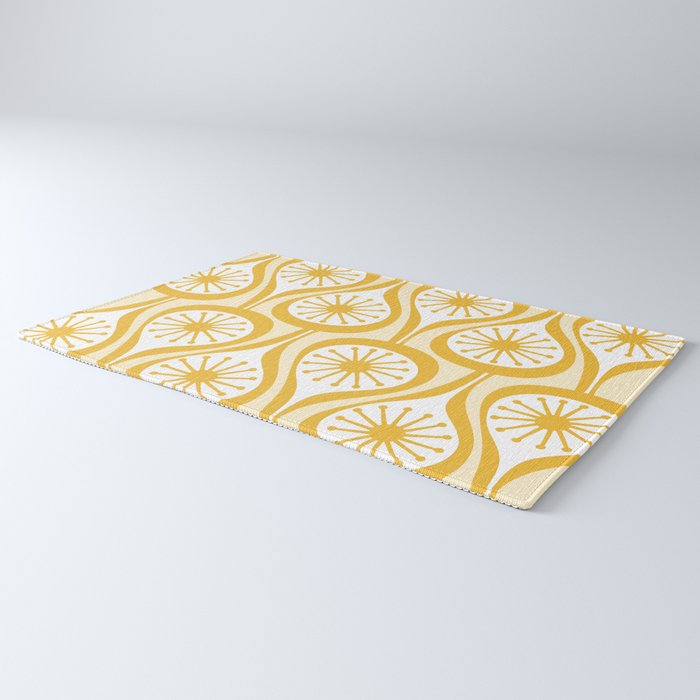 Yellow Mid Century Modern Atomic Drops Pattern Rug Gallery Image 3