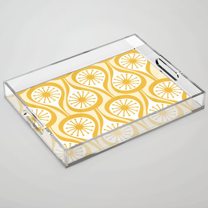 Yellow Mid Century Modern Atomic Drops Pattern Acrylic Tray Gallery Image 1