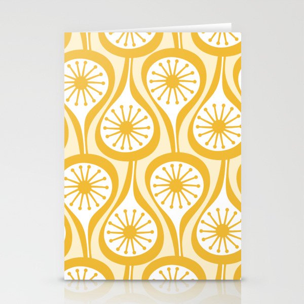 Yellow Mid Century Modern Atomic Drops Pattern Stationery Card Gallery Image 2