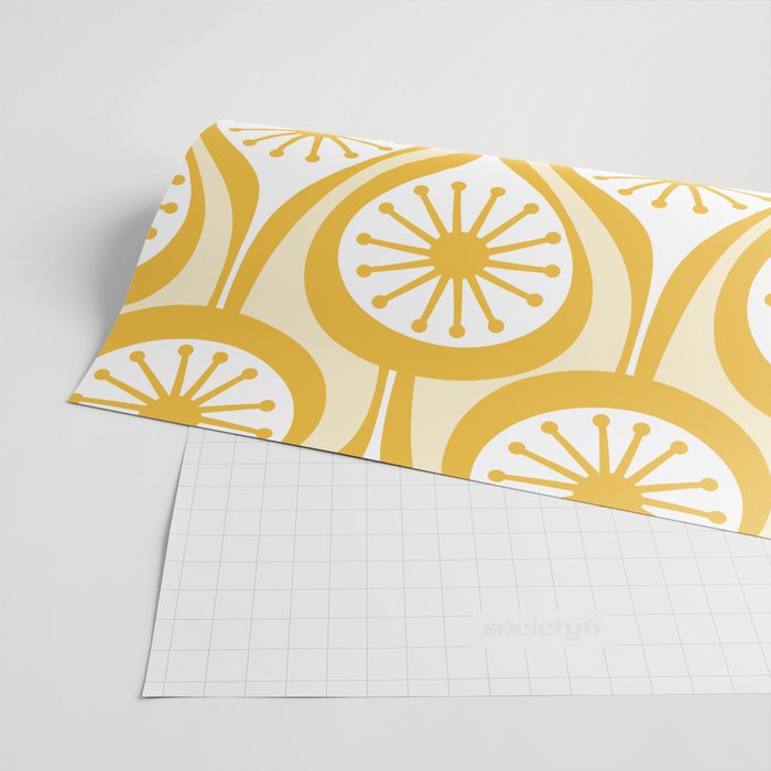 Yellow Mid Century Modern Atomic Drops Pattern Wrapping Paper Gallery Image 2