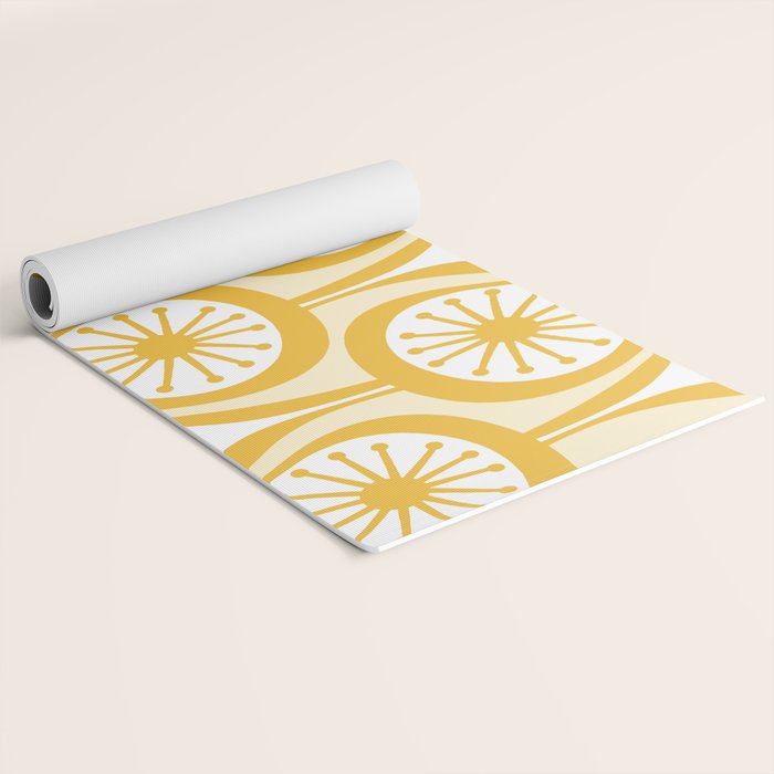 Yellow Mid Century Modern Atomic Drops Pattern Yoga Mat Gallery Image 2