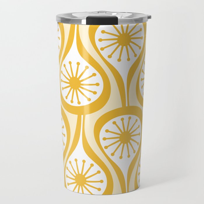 Yellow Mid Century Modern Atomic Drops Pattern Travel Mug Gallery Image 1
