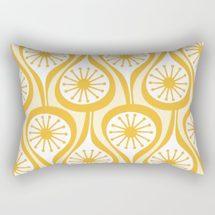 Yellow Mid Century Modern Atomic Drops Pattern Rectangular Pillow Gallery Image 2