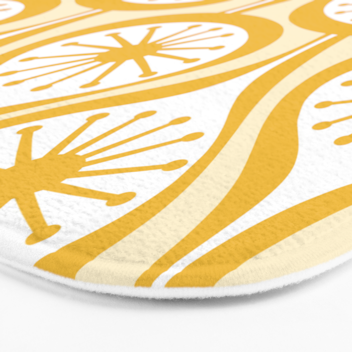 Yellow Mid Century Modern Atomic Drops Pattern Bath Mat Gallery Image 3