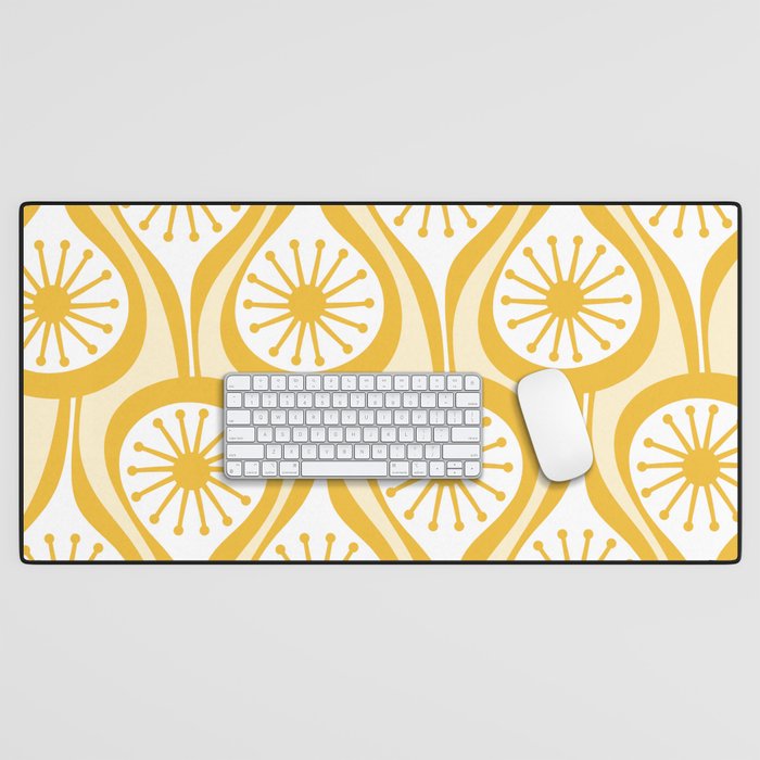 Yellow Mid Century Modern Atomic Drops Pattern Desk Mat Gallery Image 1