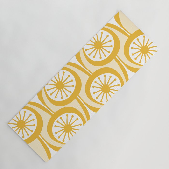 Yellow Mid Century Modern Atomic Drops Pattern Yoga Mat Gallery Image 1
