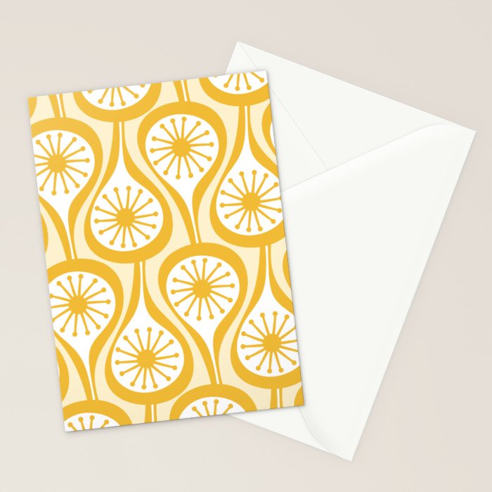Yellow Mid Century Modern Atomic Drops Pattern Stationery Card Gallery Image 2