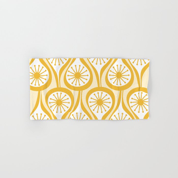 Yellow Mid Century Modern Atomic Drops Pattern Bath Towel Gallery Image 1