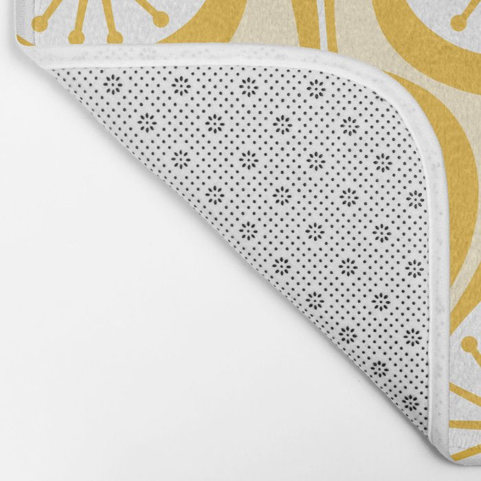 Yellow Mid Century Modern Atomic Drops Pattern Bath Mat Gallery Image 2