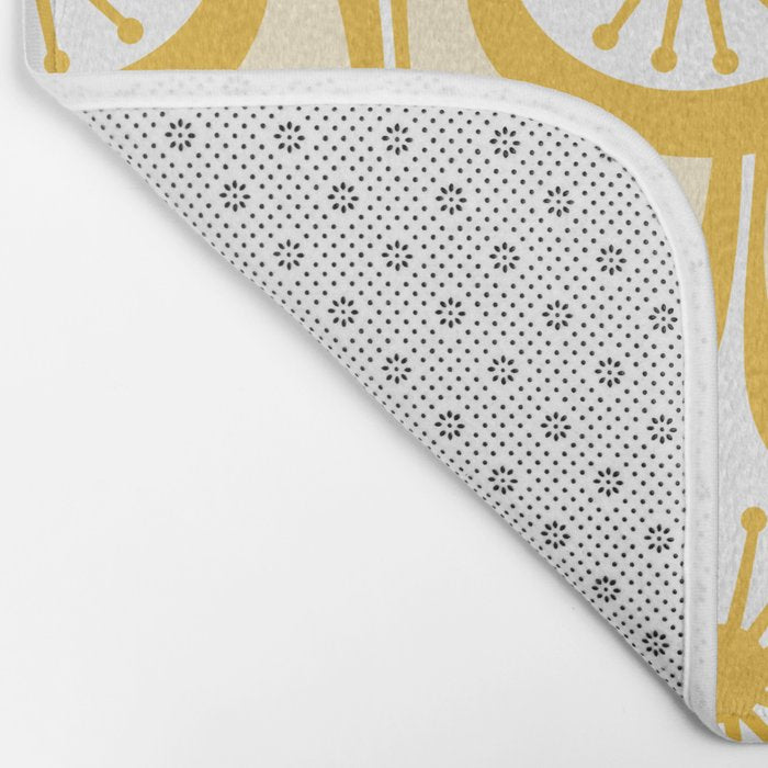 Yellow Mid Century Modern Atomic Drops Pattern Bath Mat Gallery Image 2