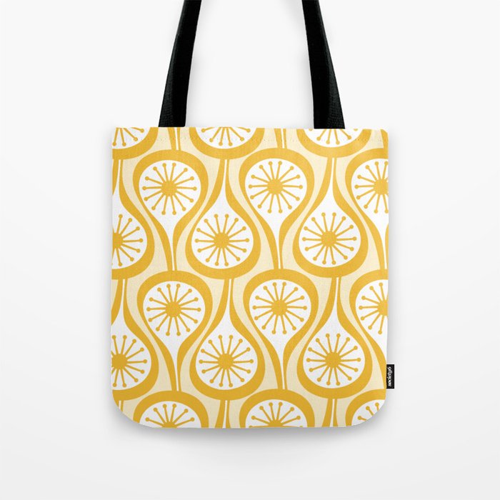 Yellow Mid Century Modern Atomic Drops Pattern Tote Bag Gallery Image 1