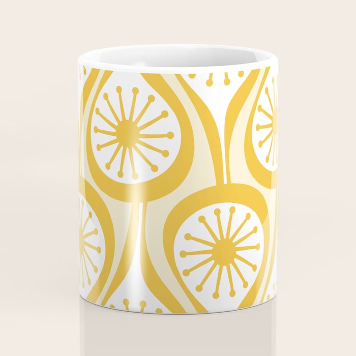 Yellow Mid Century Modern Atomic Drops Pattern Coffee Mug Gallery Image 4