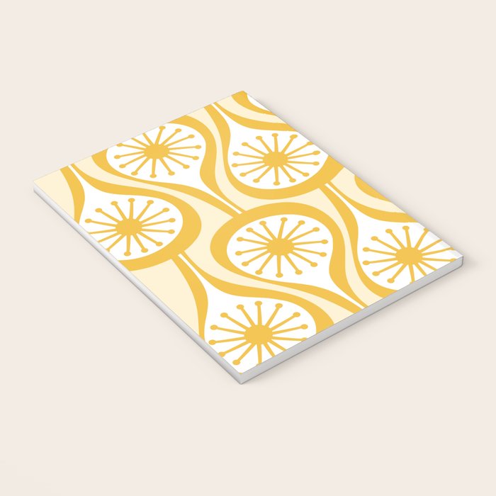 Yellow Mid Century Modern Atomic Drops Pattern Notebook Gallery Image 3