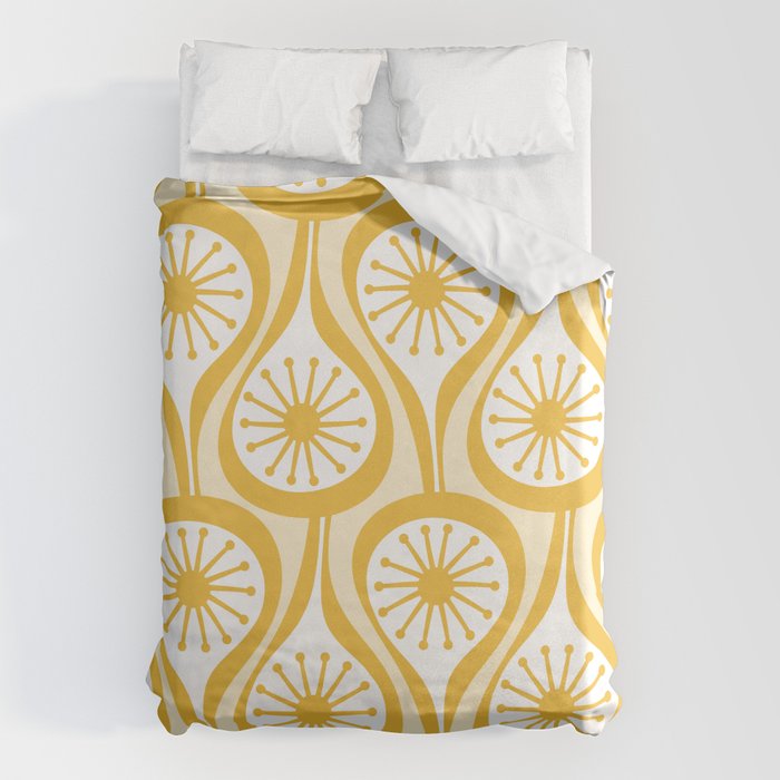 Yellow Mid Century Modern Atomic Drops Pattern Duvet Cover Gallery Image 6