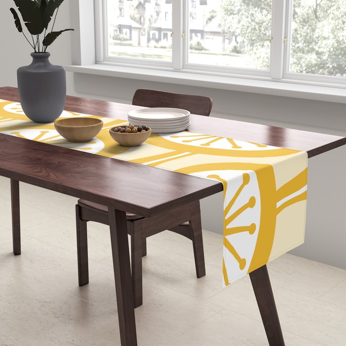 Yellow Mid Century Modern Atomic Drops Pattern Table Runner Gallery Image 2