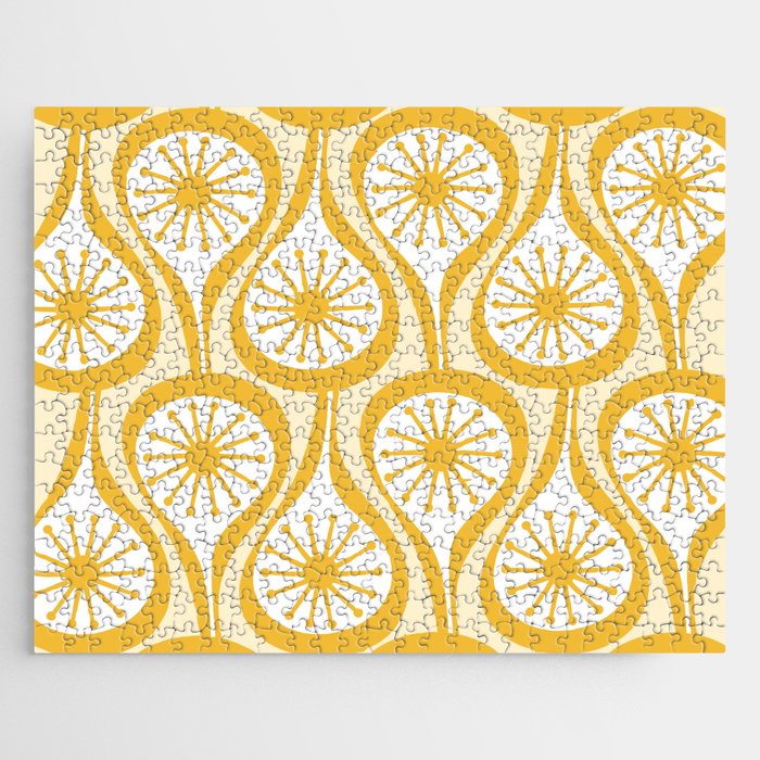 Yellow Mid Century Modern Atomic Drops Pattern Jigsaw Puzzle Gallery Image 1