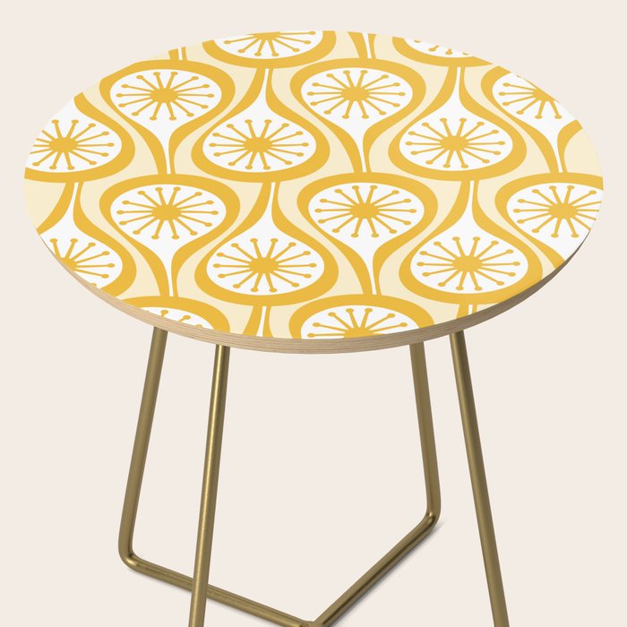 Yellow Mid Century Modern Atomic Drops Pattern Side Table Gallery Image 2