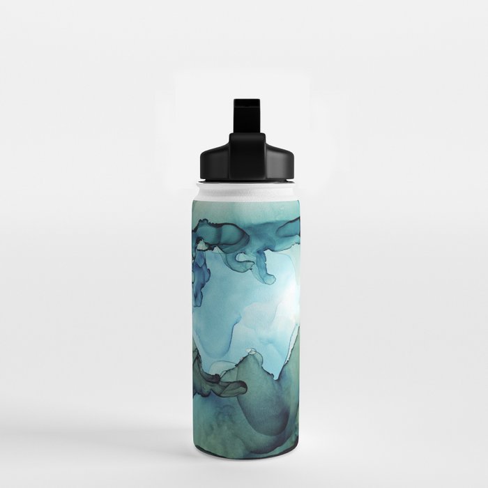 Land and Water Abstract Ink Painting Blues and Greens Water Bottle Gallery Image 2
