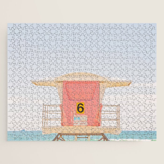 Beach Photography | Pink Lifeguard Tower. No. 6 | California  Jigsaw Puzzle Gallery Image 1