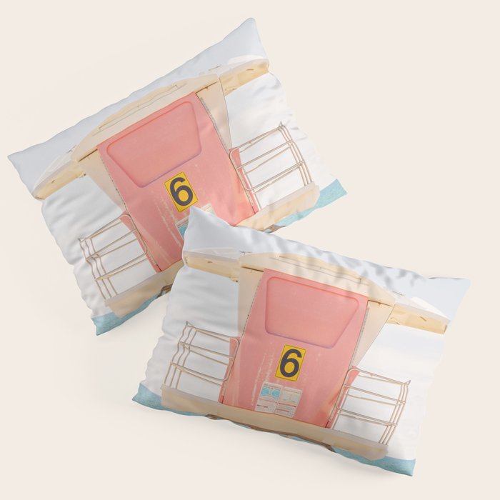 Beach Photography | Pink Lifeguard Tower. No. 6 | California  Pillow Sham Gallery Image 1