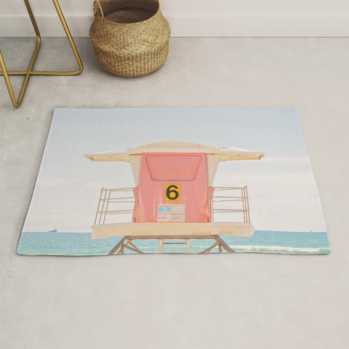 Beach Photography | Pink Lifeguard Tower. No. 6 | California  Rug Gallery Image 1