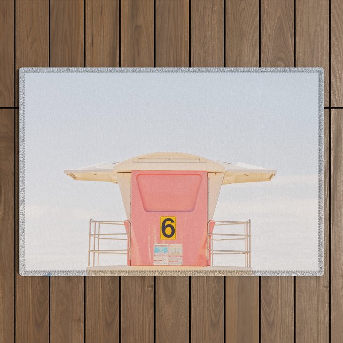 Beach Photography | Pink Lifeguard Tower. No. 6 | California  Outdoor Rug Gallery Image 1