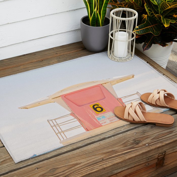 Beach Photography | Pink Lifeguard Tower. No. 6 | California  Outdoor Rug Gallery Image 2