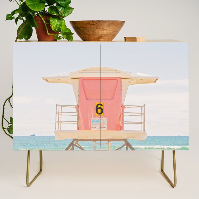 Beach Photography | Pink Lifeguard Tower. No. 6 | California  Credenza Gallery Image 1