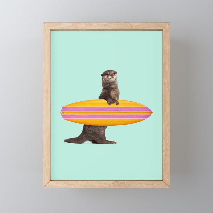 SURFING OTTER Mini Art Print Gallery Image 1