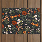 Wild Flowers ~ vol1.  vintage inspired botanical Outdoor Rug Gallery Image 1