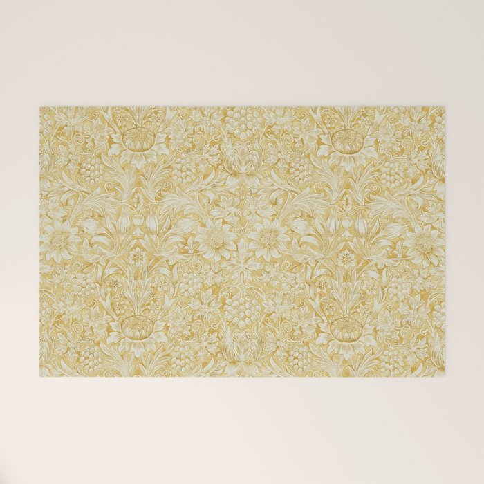 William Morris Sunflower Yellow Camomile Cowslip Vintage Pattern Welcome Mat Gallery Image 1