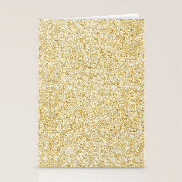 William Morris Sunflower Yellow Camomile Cowslip Vintage Pattern Stationery Card Gallery Image 1