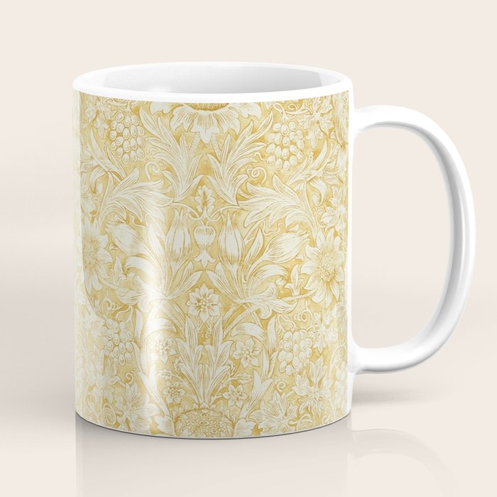 William Morris Sunflower Yellow Camomile Cowslip Vintage Pattern Coffee Mug Gallery Image 1