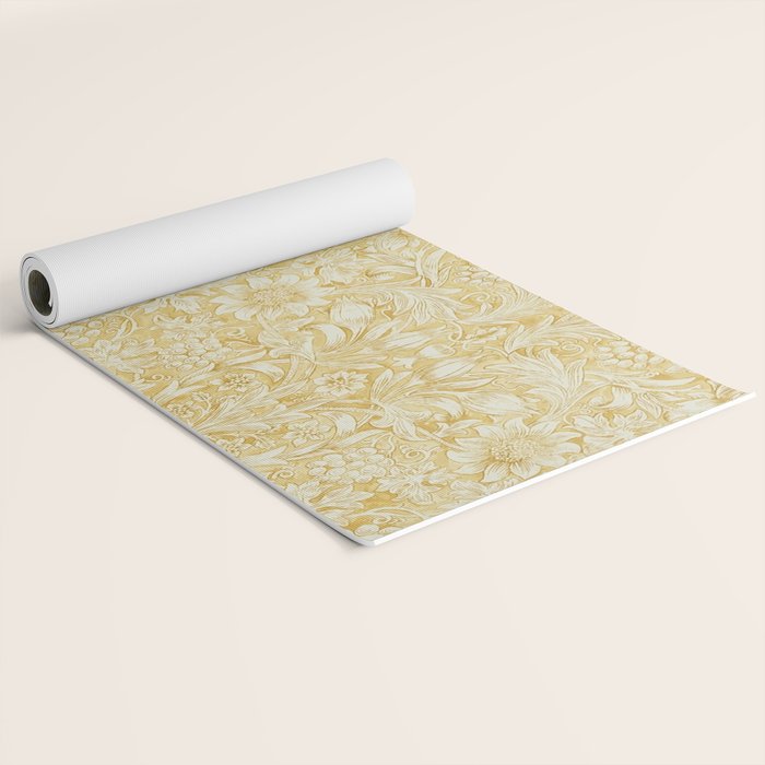 William Morris Sunflower Yellow Camomile Cowslip Vintage Pattern Yoga Mat Gallery Image 2