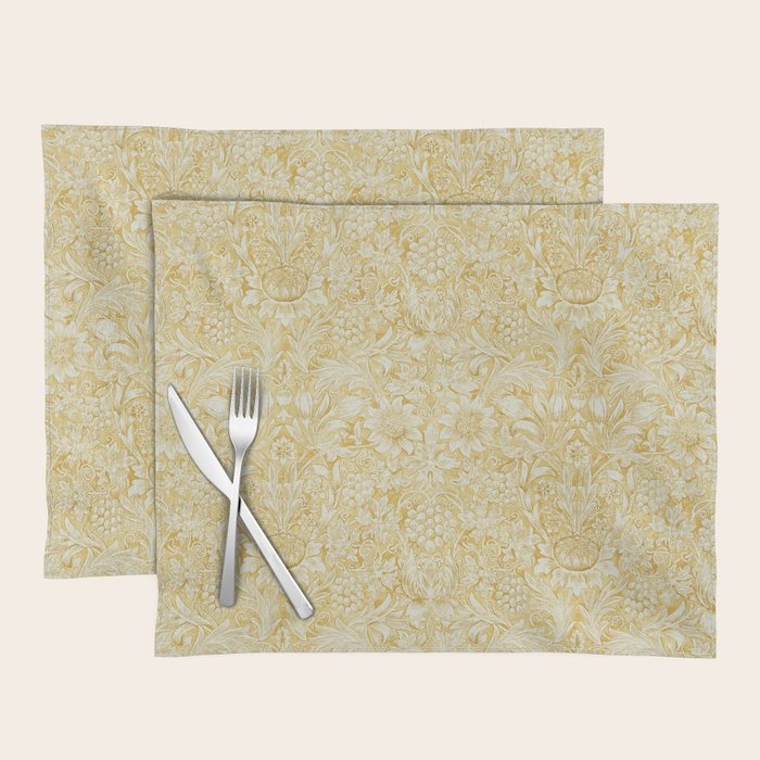 William Morris Sunflower Yellow Camomile Cowslip Vintage Pattern Placemat Gallery Image 1