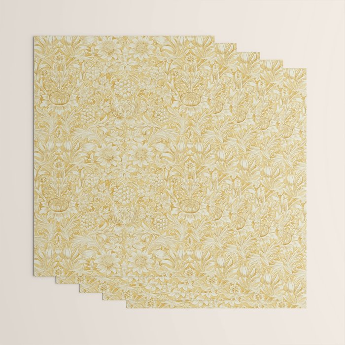 William Morris Sunflower Yellow Camomile Cowslip Vintage Pattern Wrapping Paper Gallery Image 3