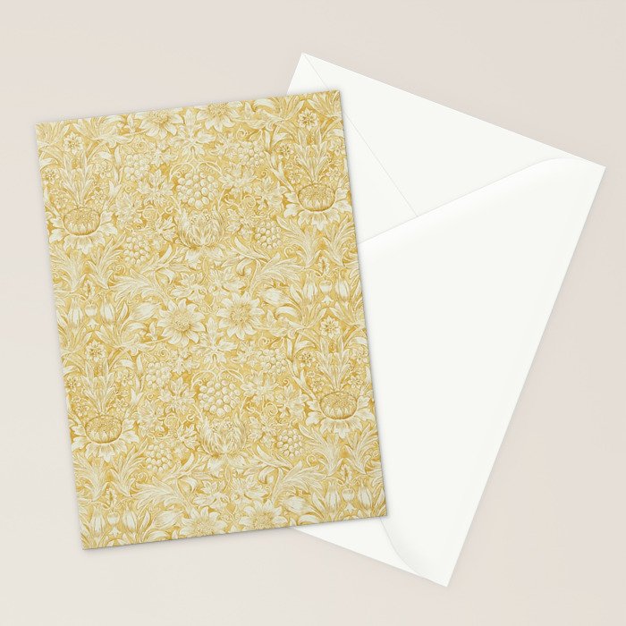 William Morris Sunflower Yellow Camomile Cowslip Vintage Pattern Stationery Card Gallery Image 2
