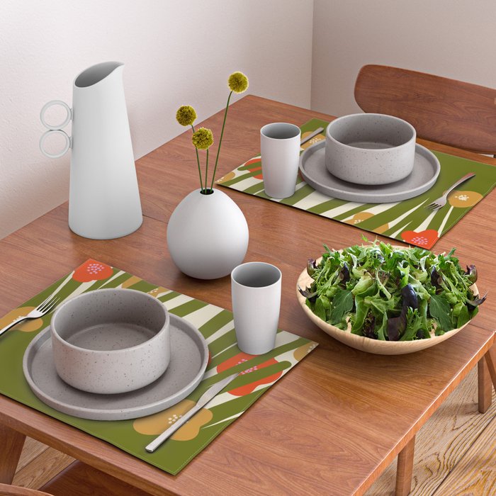 Nature Mid-century modern retro 70s Placemat Gallery Image 2