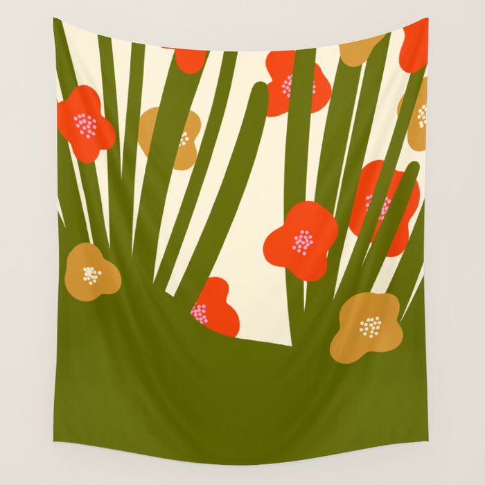 Nature Mid-century modern retro 70s Wall Tapestry Gallery Image 4