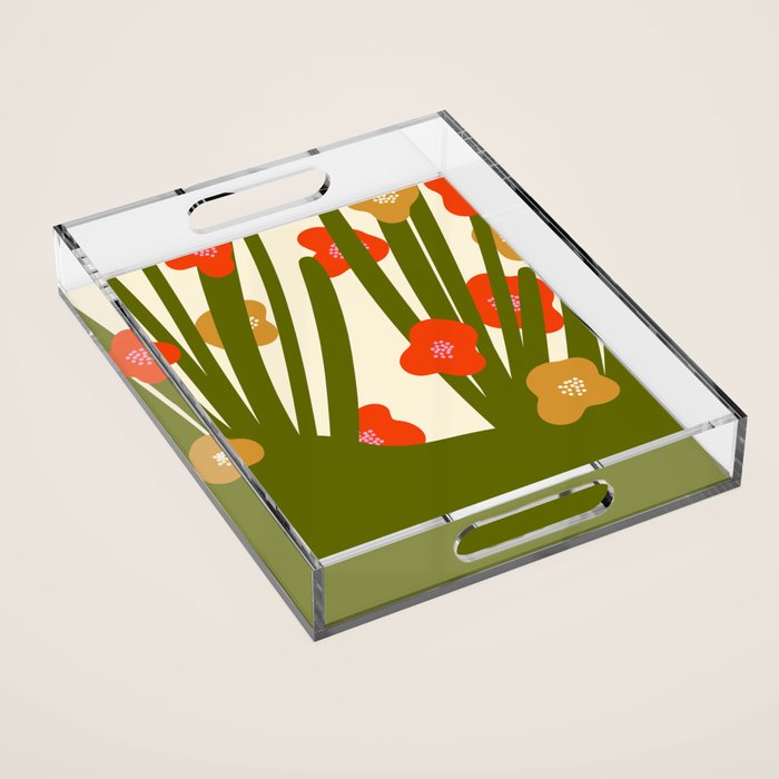 Nature Mid-century modern retro 70s Acrylic Tray Gallery Image 1